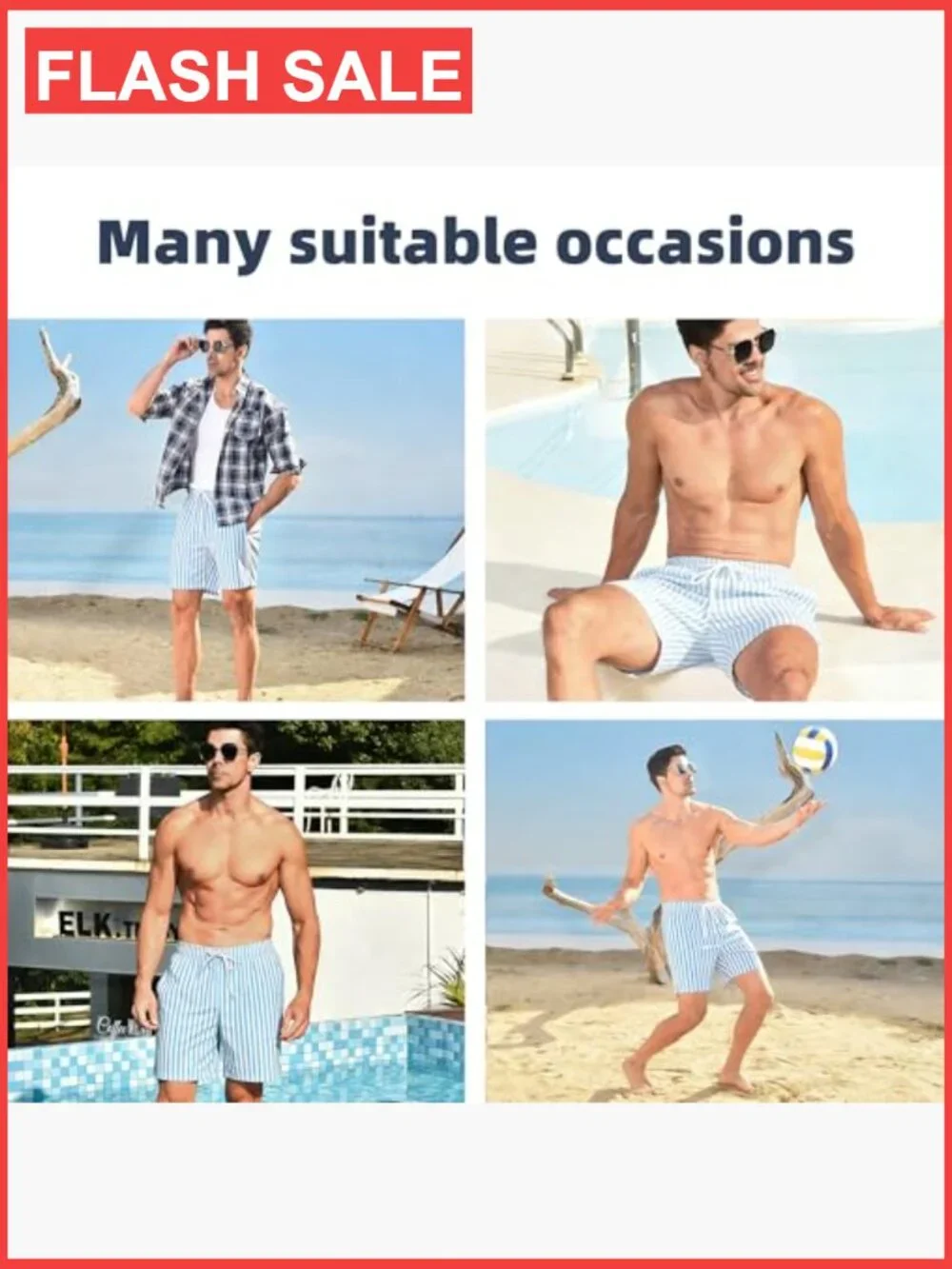 Men's Quick Dry Swim Trunks with Compression Liner Board Shorts 7 Inseam